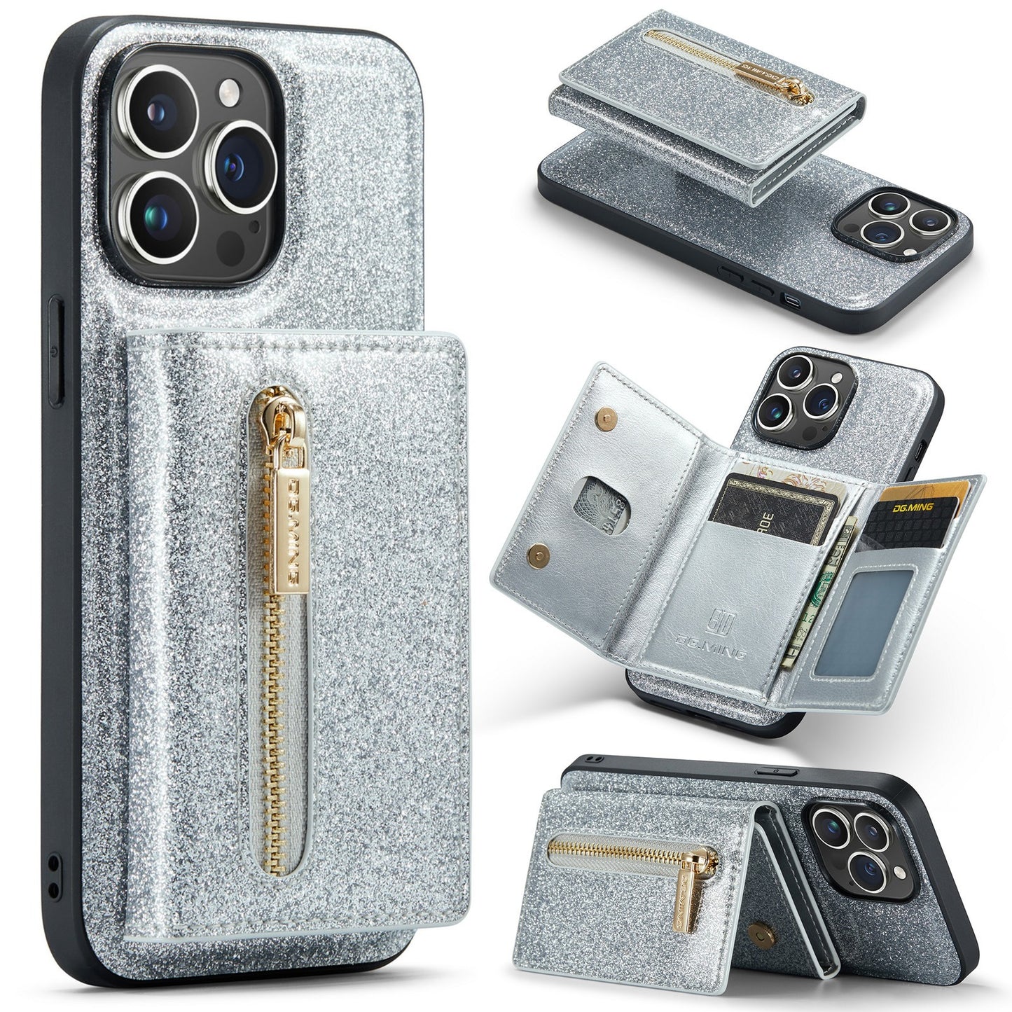 iPhone 14 Pro Max Magnetic Glitter Wallet & Case