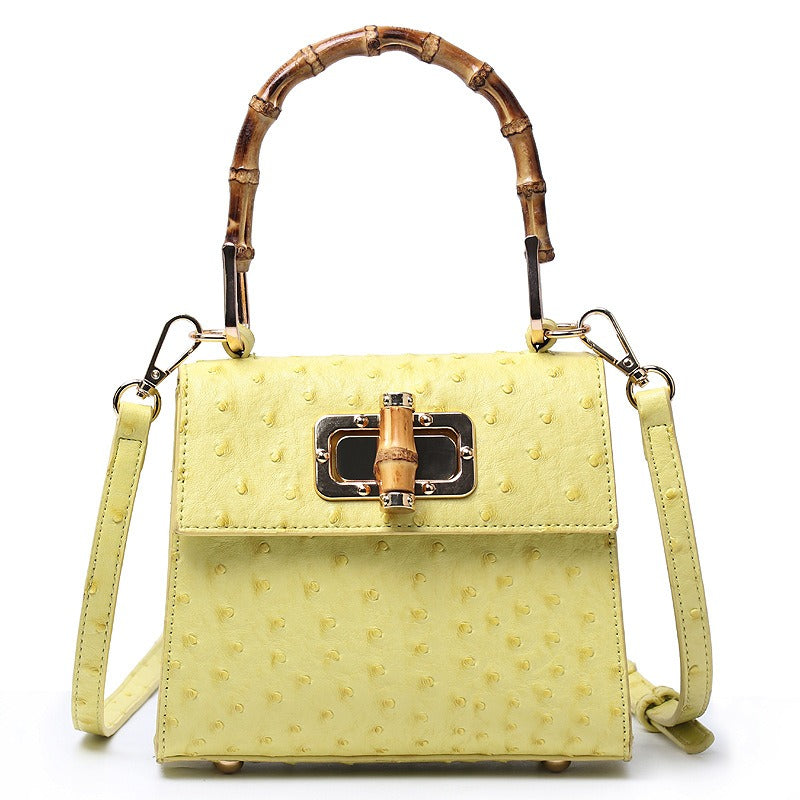 Ostrich Pattern Diagonal Cross Body Buckle Bag