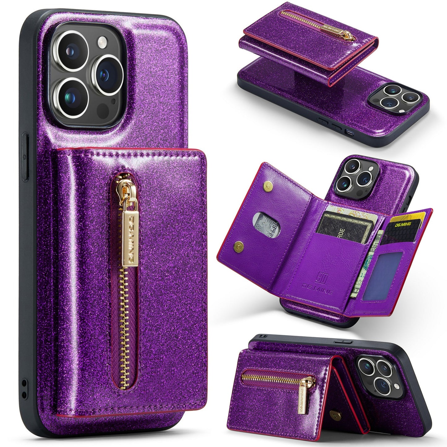 iPhone 14 Pro Max Magnetic Glitter Wallet & Case