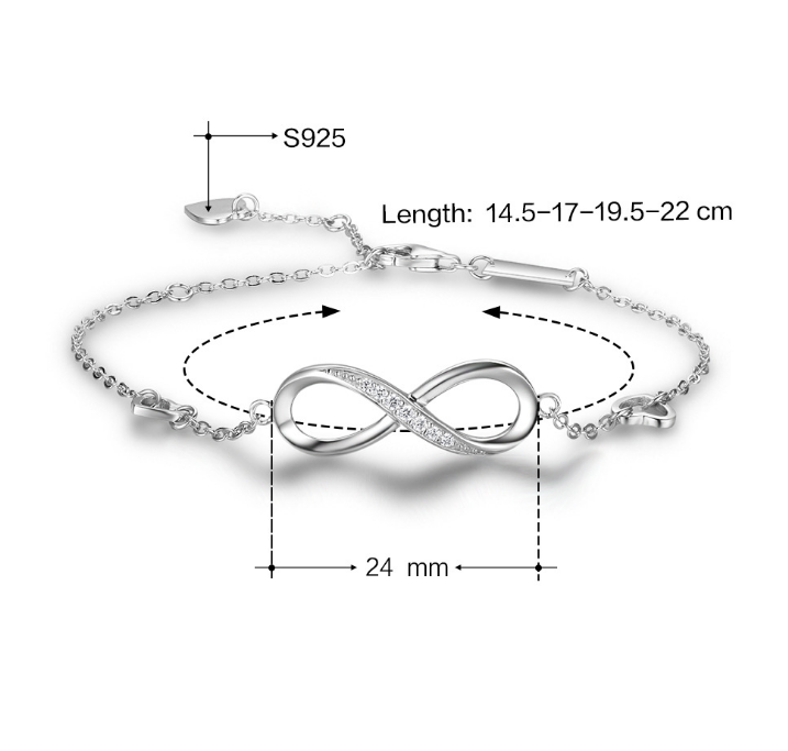 Sterling Silver Infinite Love Adjustable Bracelet