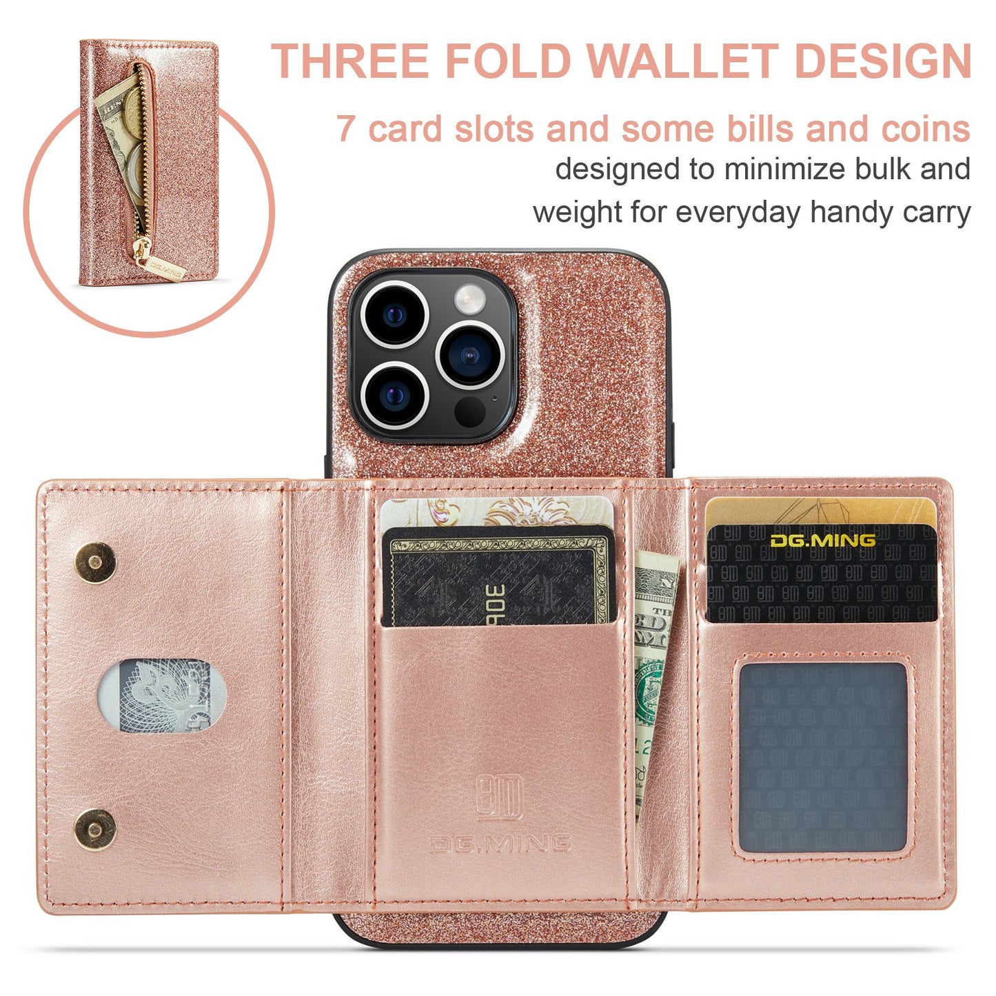 iPhone 14 Pro Max Magnetic Glitter Wallet & Case