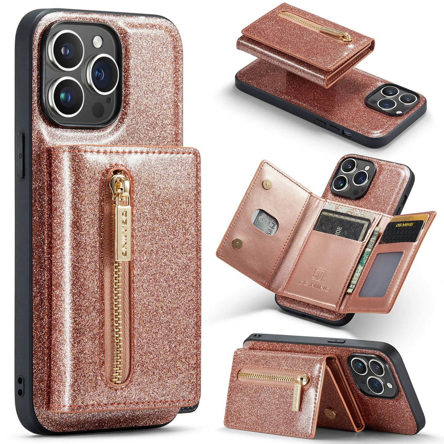 iPhone 14 Pro Max Magnetic Glitter Wallet & Case