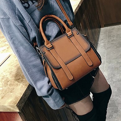 Retro Leather Satchel-Style Handbag