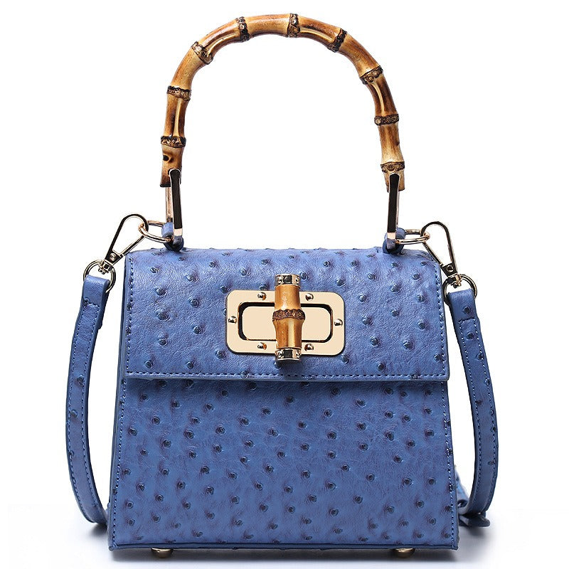 Ostrich Pattern Diagonal Cross Body Buckle Bag